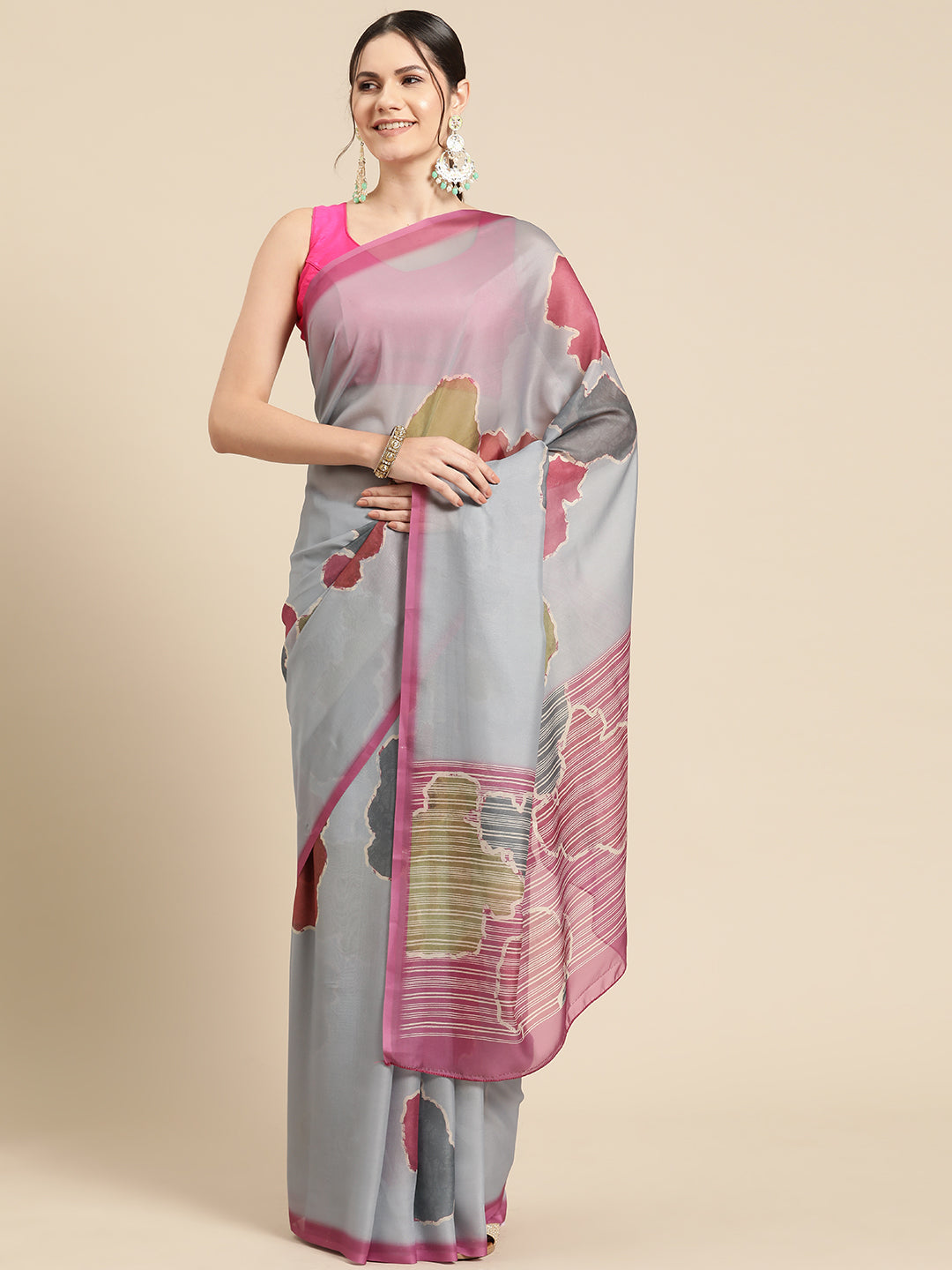 Women's Soft Silk Color Blocked Digital Printed Saree