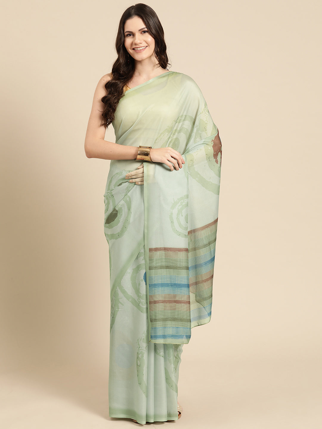 Women's Soft Silk Color Blocked Digital Printed Saree