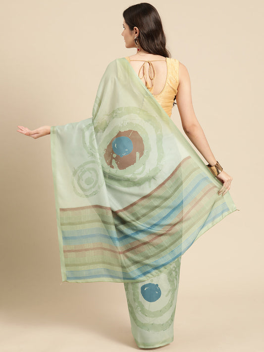 Women's Soft Silk Color Blocked Digital Printed Saree