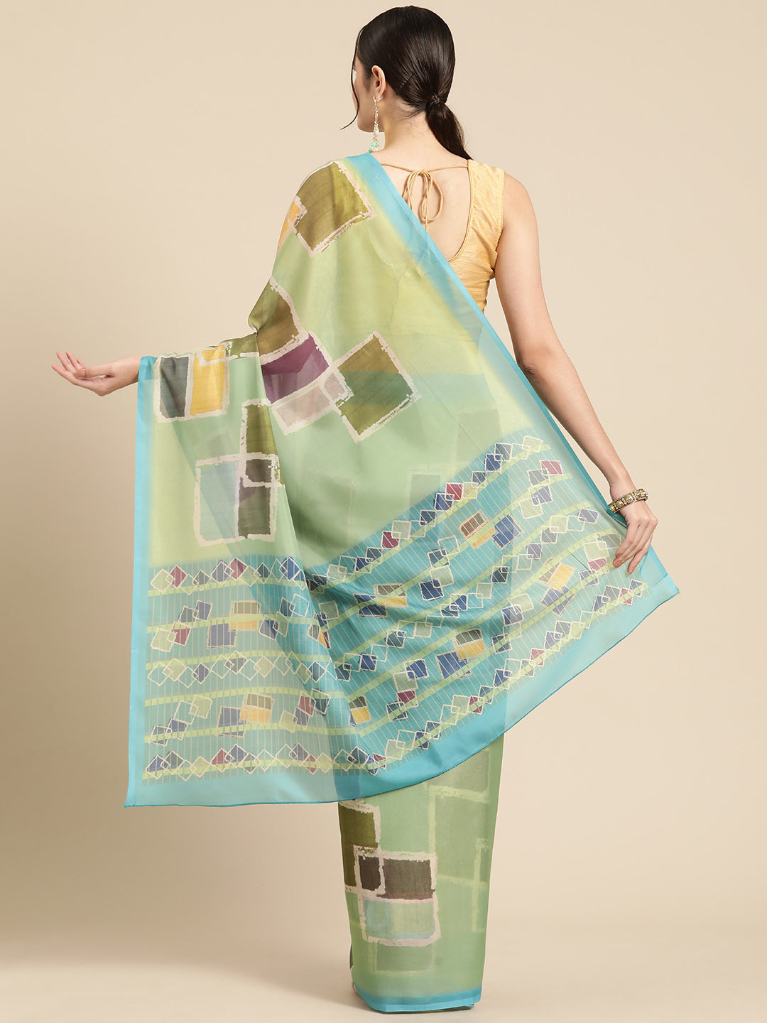 Women's Soft Silk Color Blocked Digital Printed Saree