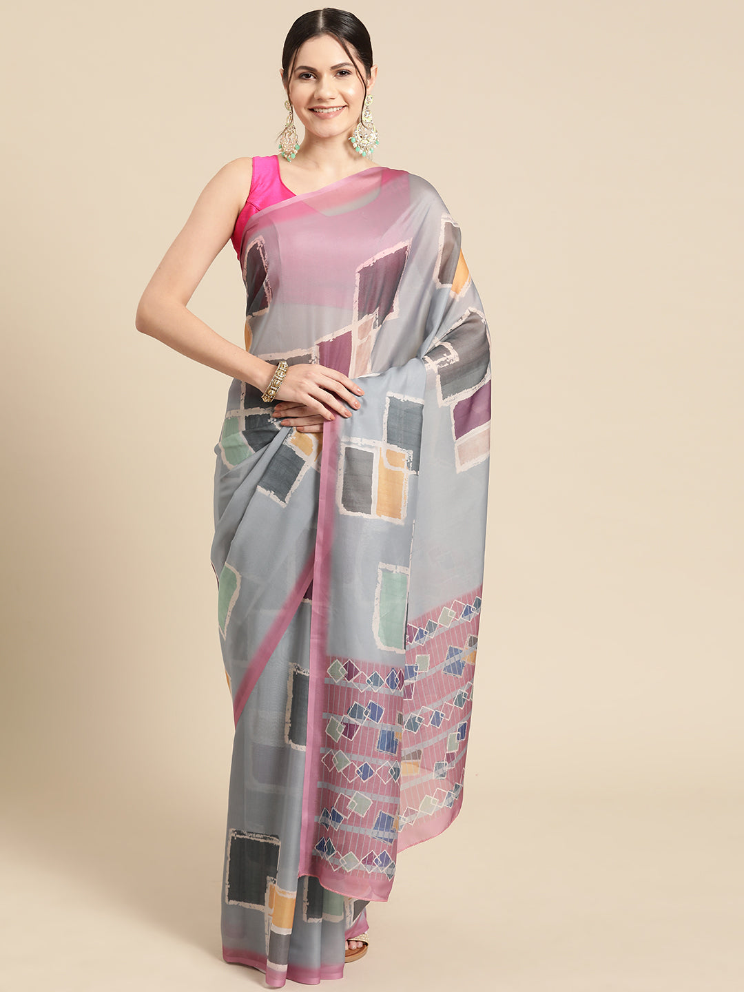 Women's Soft Silk Color Blocked Digital Printed Saree