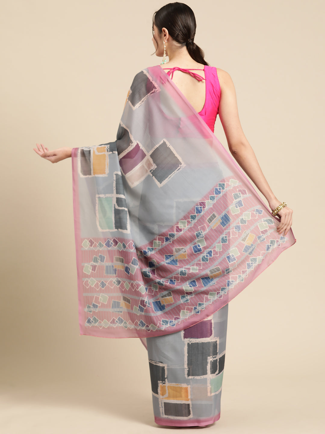 Women's Soft Silk Color Blocked Digital Printed Saree