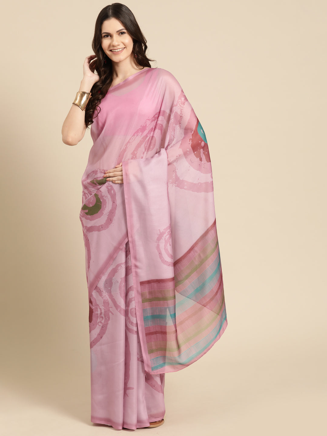 Women's Soft Silk Color Blocked Digital Printed Saree