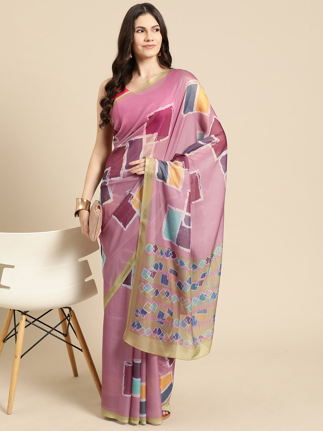 Women's Soft Silk Color Blocked Digital Printed Saree