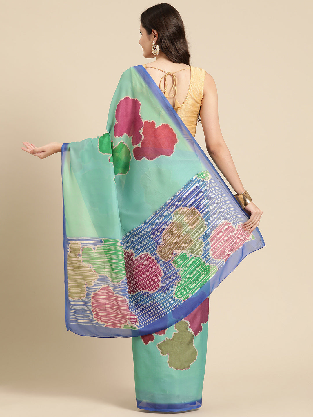 Women's Soft Silk Color Blocked Digital Printed Saree
