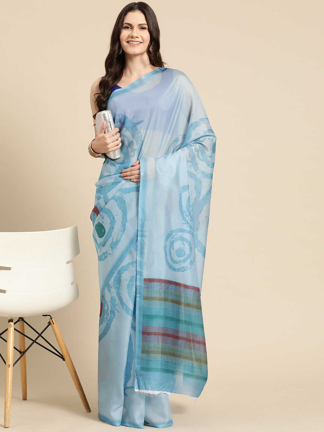 Women's Soft Silk Color Blocked Digital Printed Saree
