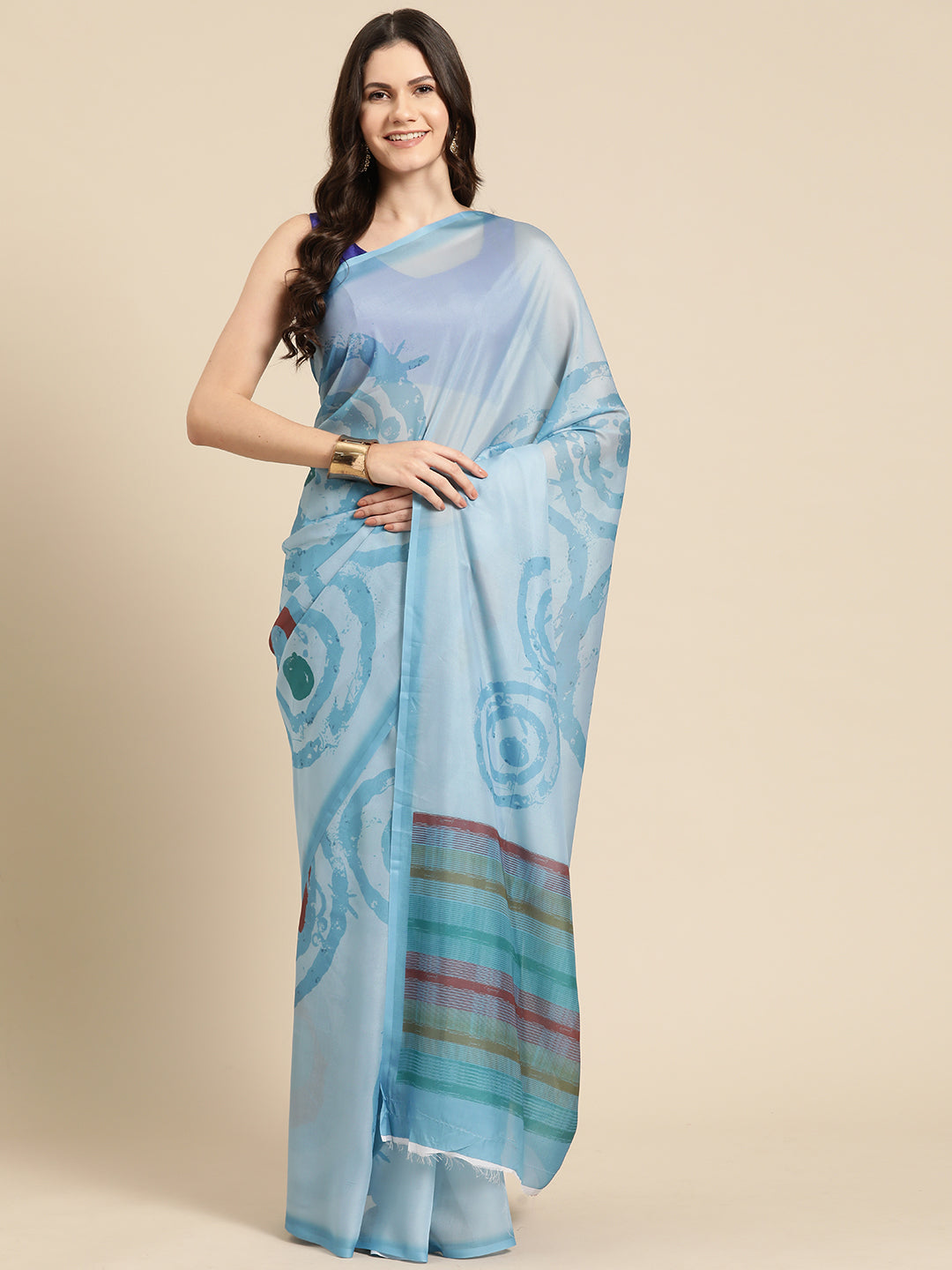 Women's Soft Silk Color Blocked Digital Printed Saree