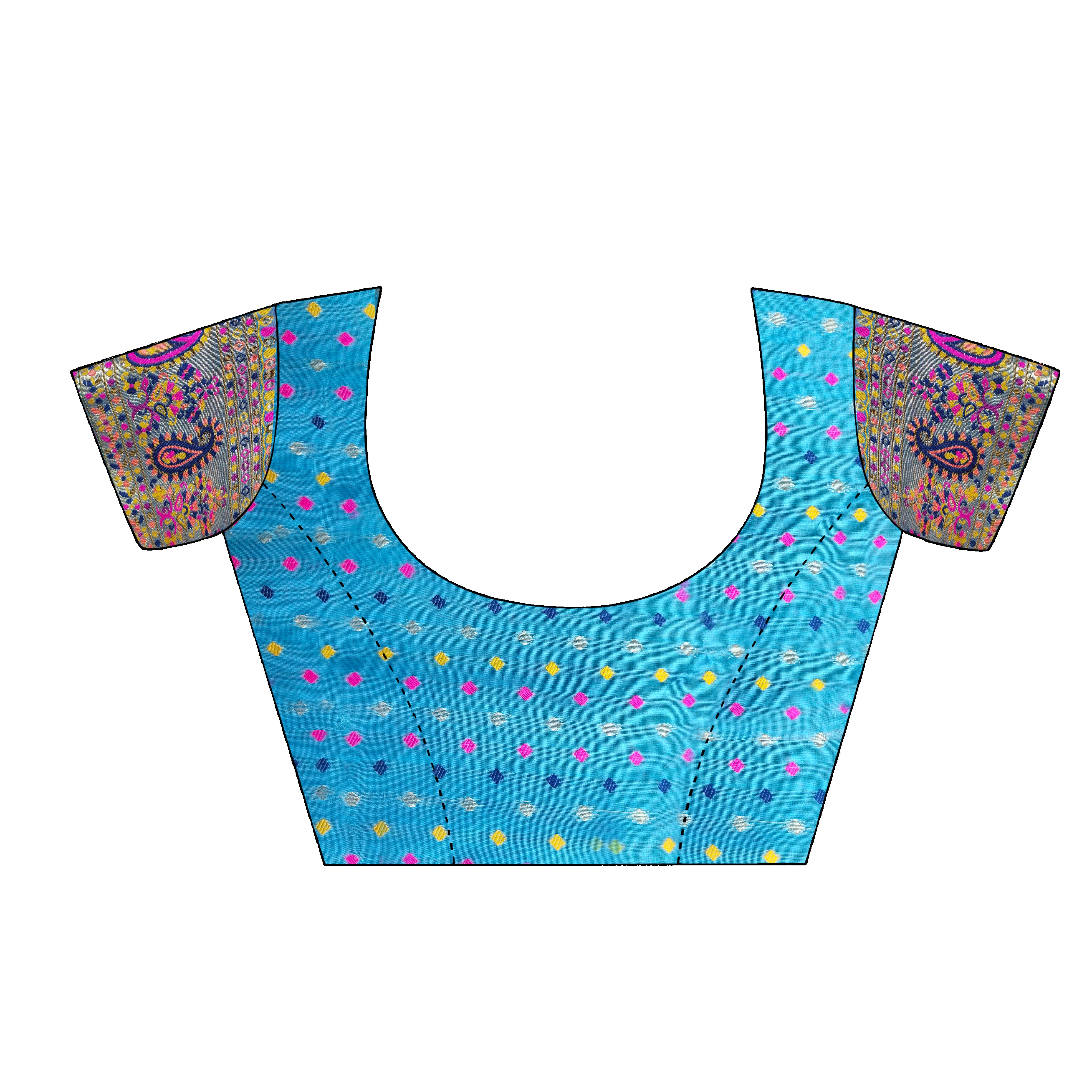 Blue & Multicolored Floral Silk Blend Saree