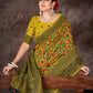 Mustard & Multicolored Floral Silk Blend Saree