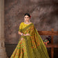 Mustard & Multicolored Floral Silk Blend Saree