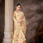 White & Multicolored Floral Silk Blend Saree