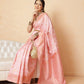 Woven Design Banarasi Cotton Silk Pastel Color Saree With Zari Border