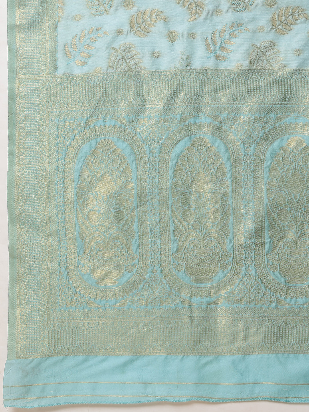 Woven Design Banarasi Cotton Silk Pastel Color Saree With Zari Border