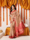 Woven Work Banarasi Cotton Silk Saree With Contrast Pallu & Blouse