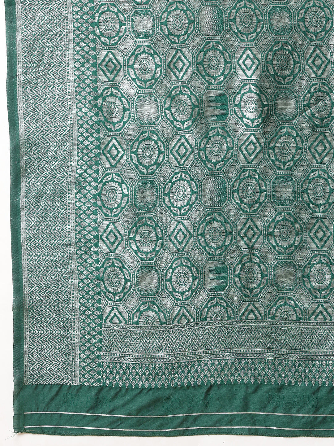Banarasi Silk Zari Woven Design Abstract Saree With Contrast Border