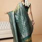 Banarasi Silk Zari Woven Design Abstract Saree With Contrast Border