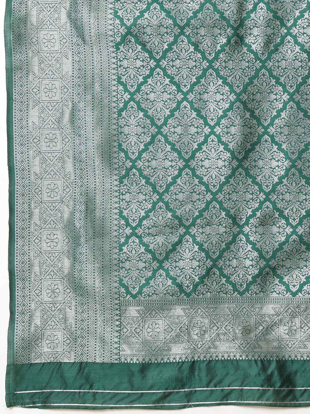 Banarasi Silk Zari Woven Design Abstract Saree With Contrast Border