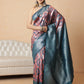 Banarasi Silk Zari Woven Design Abstract Saree With Contrast Border