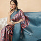 Banarasi Silk Zari Woven Design Abstract Saree With Contrast Border