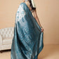 Banarasi Silk Zari Woven Design Abstract Saree With Contrast Border