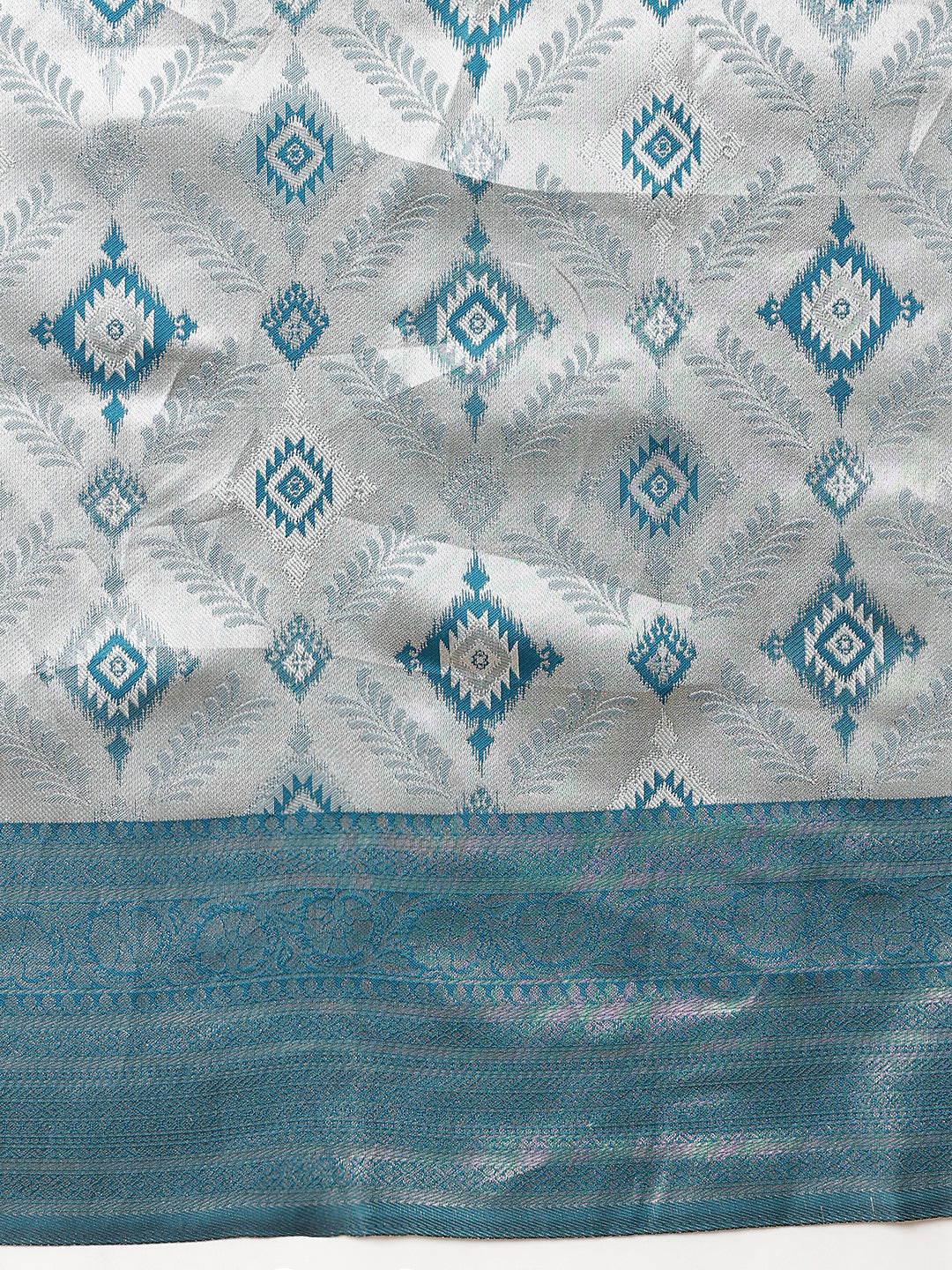 Banarasi Silk Zari Woven Design Abstract Saree With Contrast Border