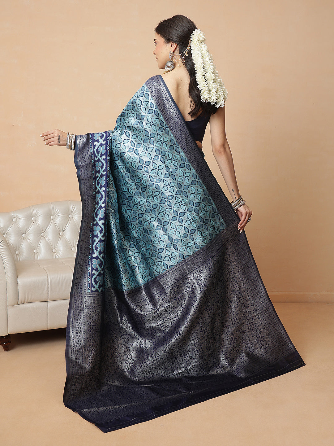 Floral Design Banarasi Silk Sarees With Zari Work