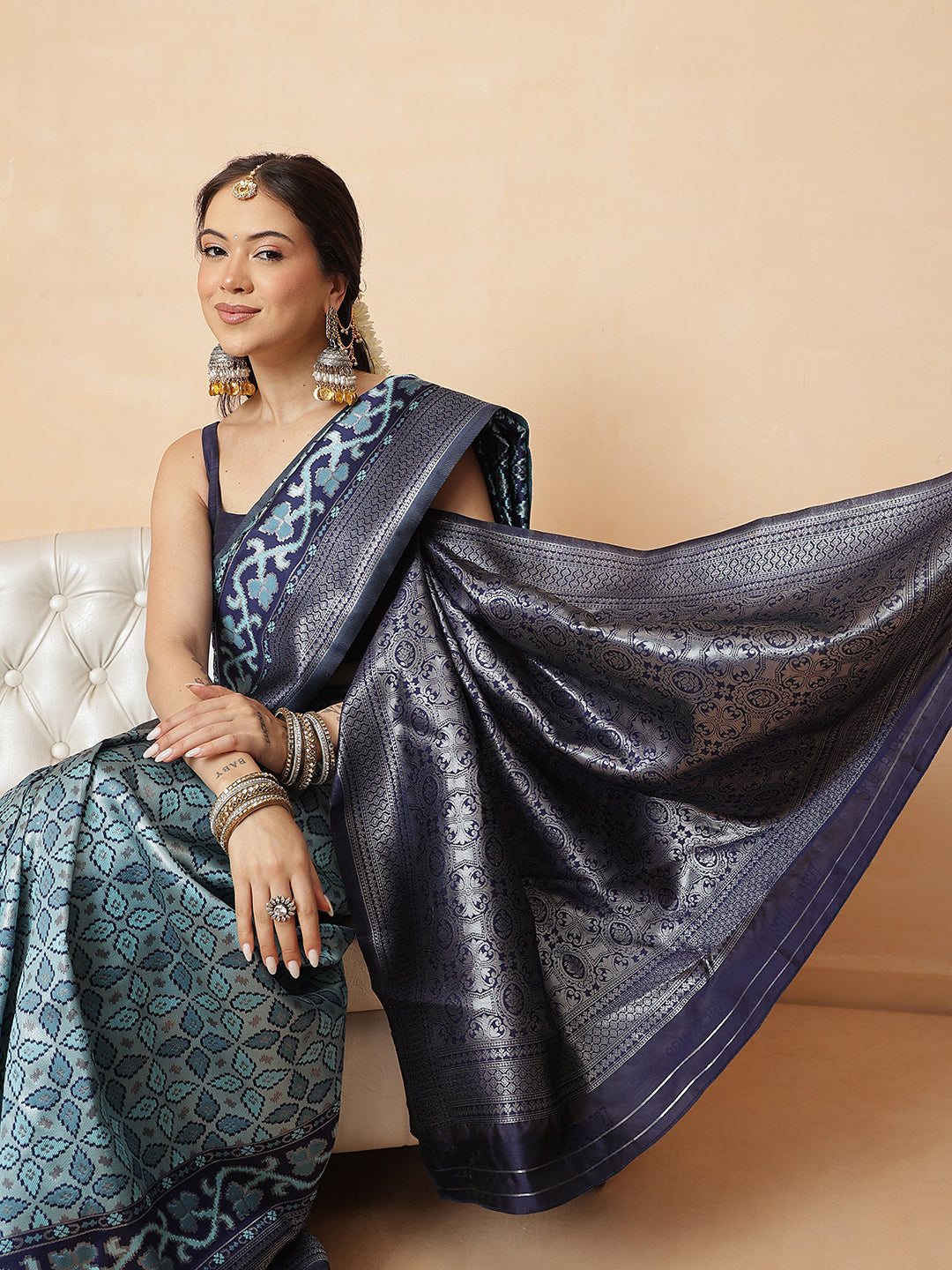 Floral Design Banarasi Silk Sarees With Zari Work