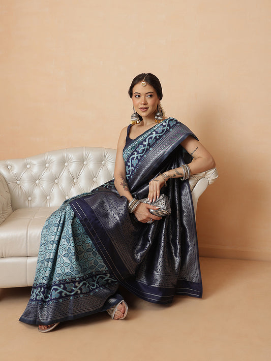 Floral Design Banarasi Silk Sarees With Zari Work