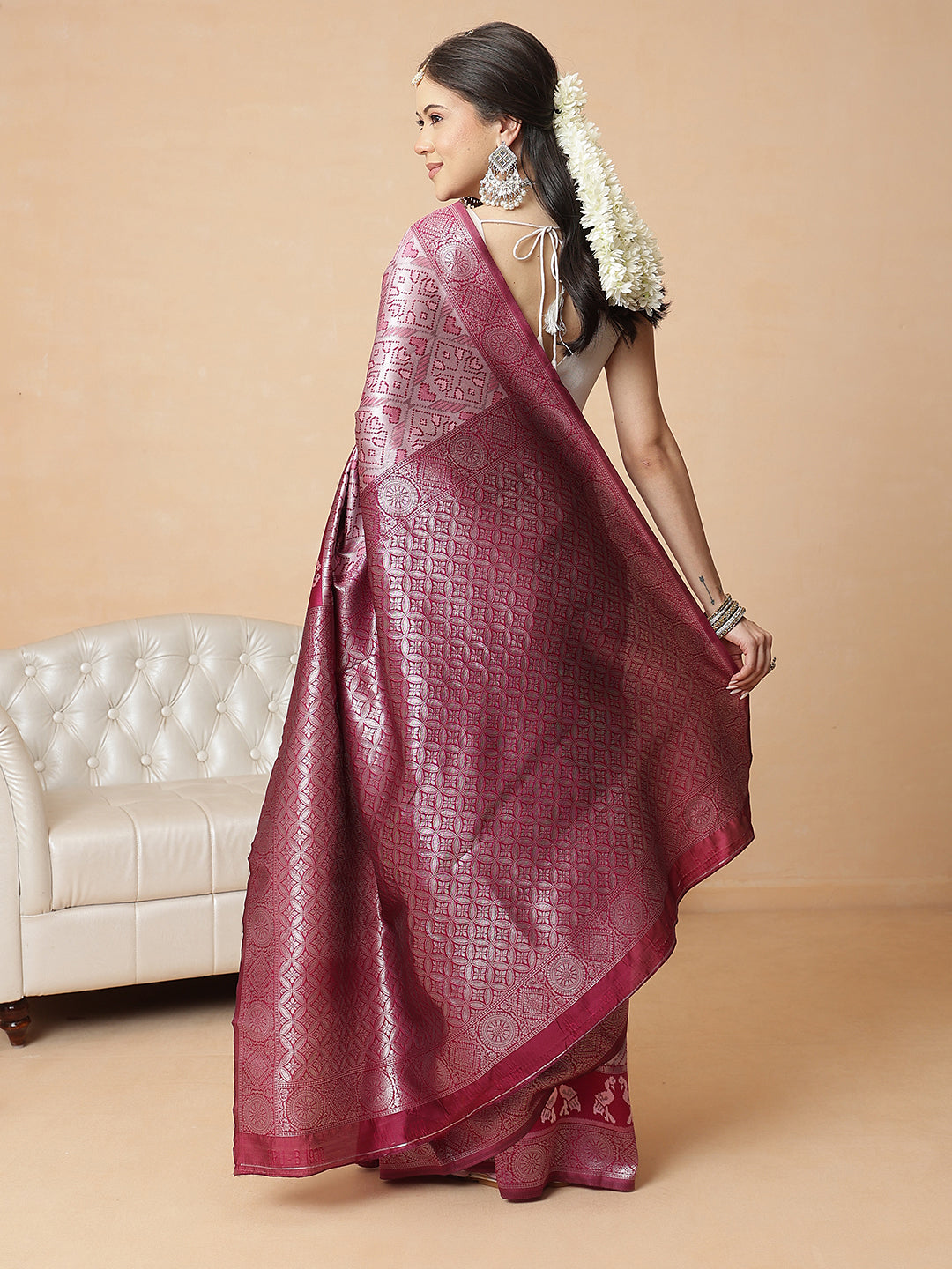 Floral Design Banarasi Silk Sarees With Zari Work