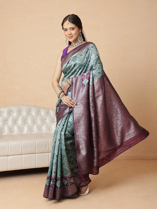Floral Design Banarasi Silk Sarees With Zari Work