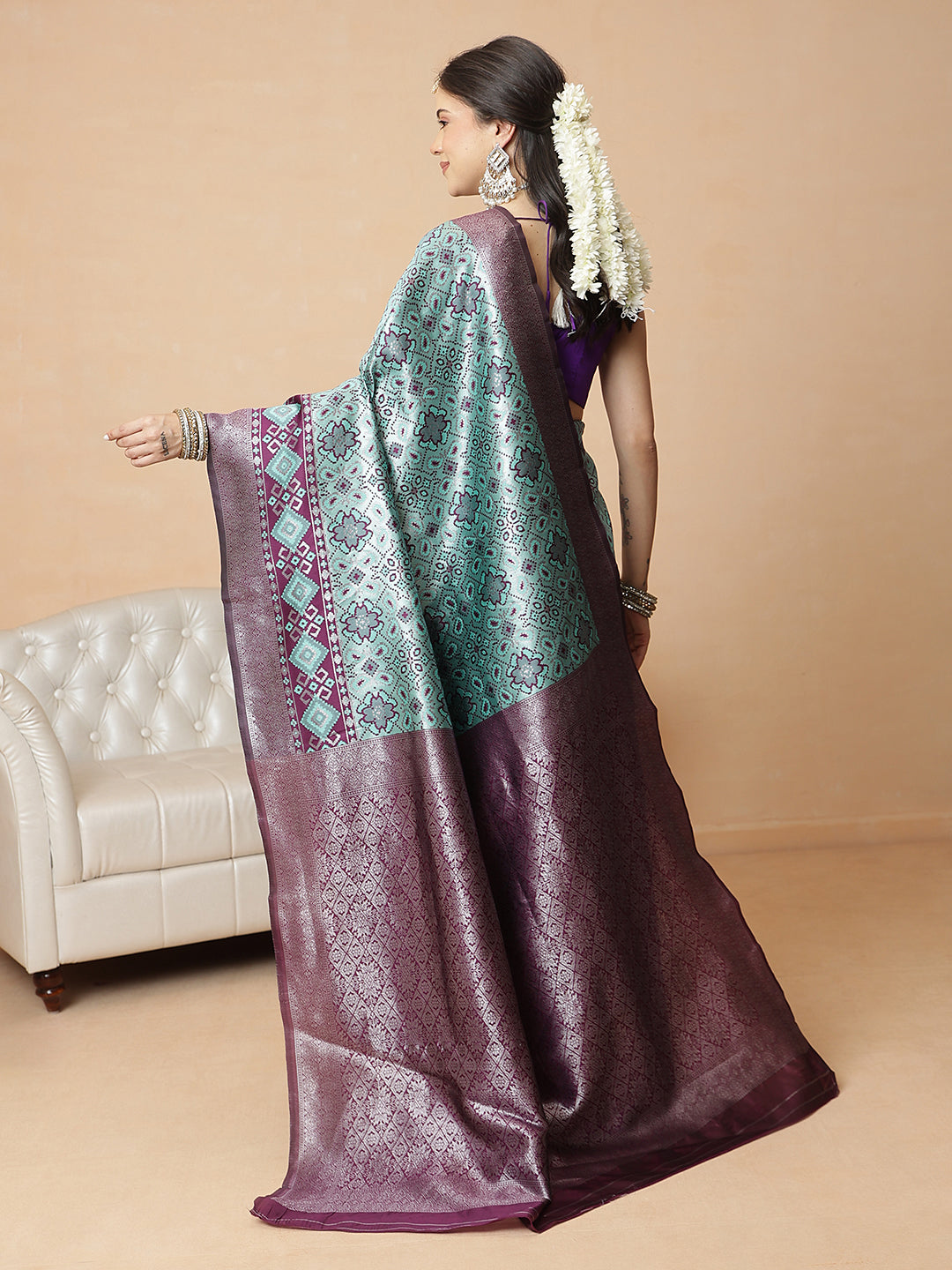 Floral Design Banarasi Silk Sarees With Zari Work