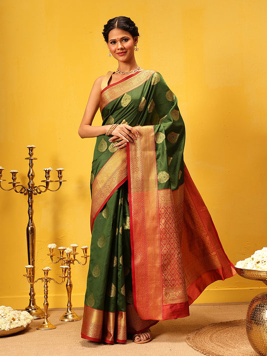 Kanjivaram Soft Silk Zari Woven Big Border With Rich Pallu Saree