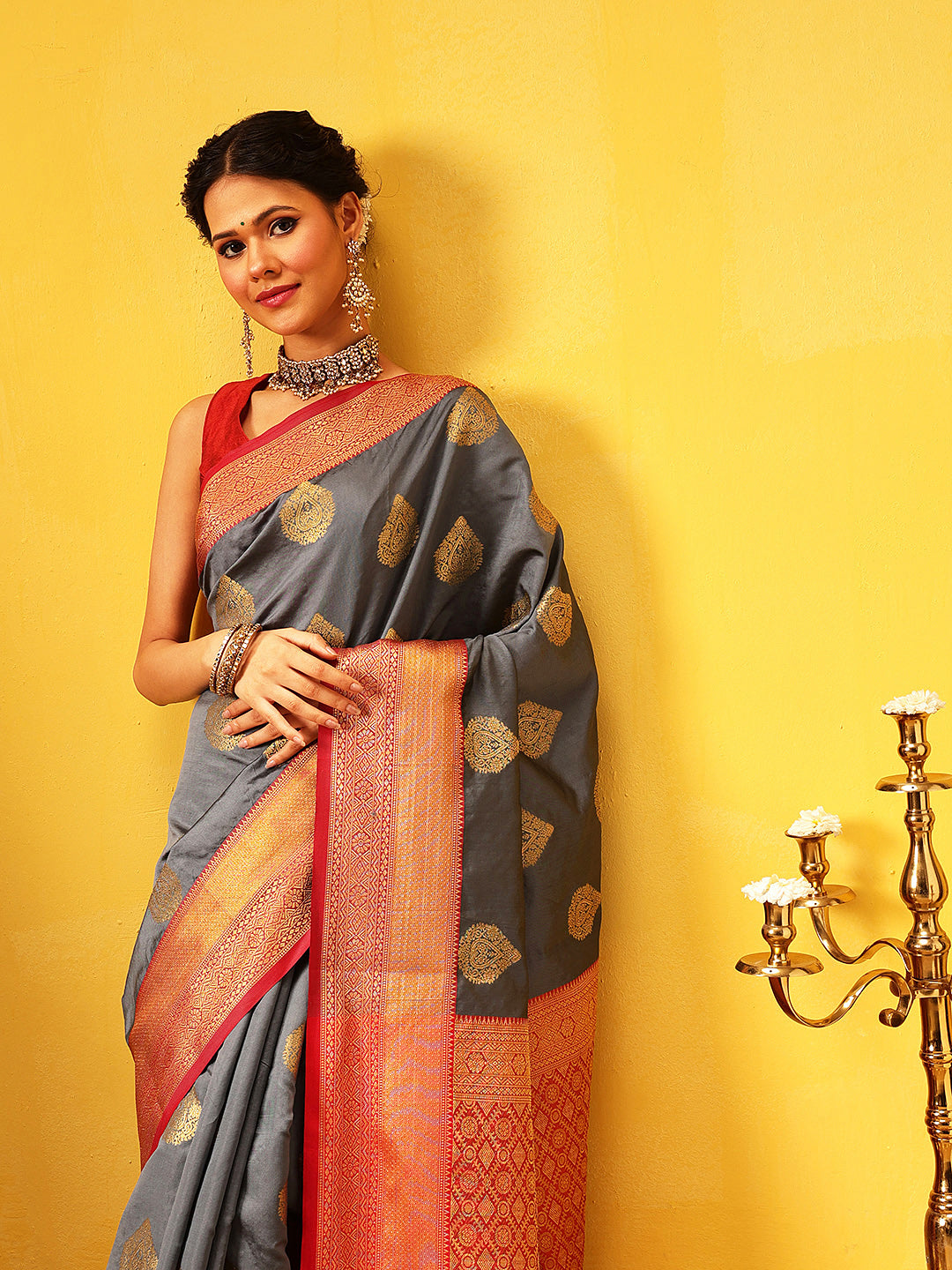 Kanjivaram Soft Silk Zari Woven Big Border With Rich Pallu Saree