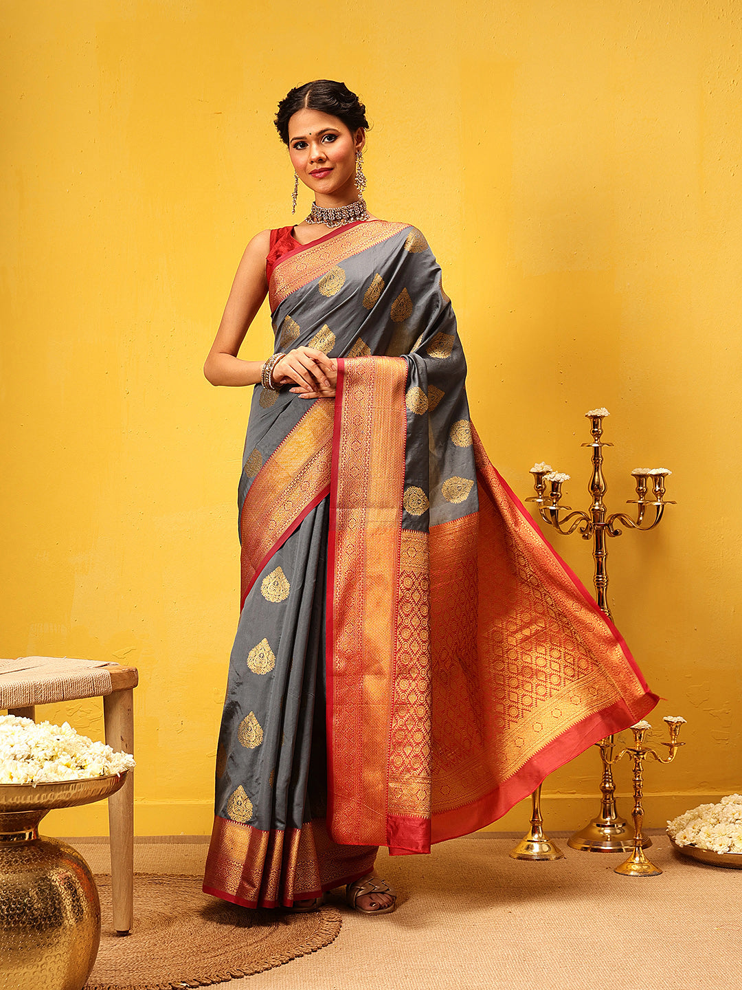 Kanjivaram Soft Silk Zari Woven Big Border With Rich Pallu Saree