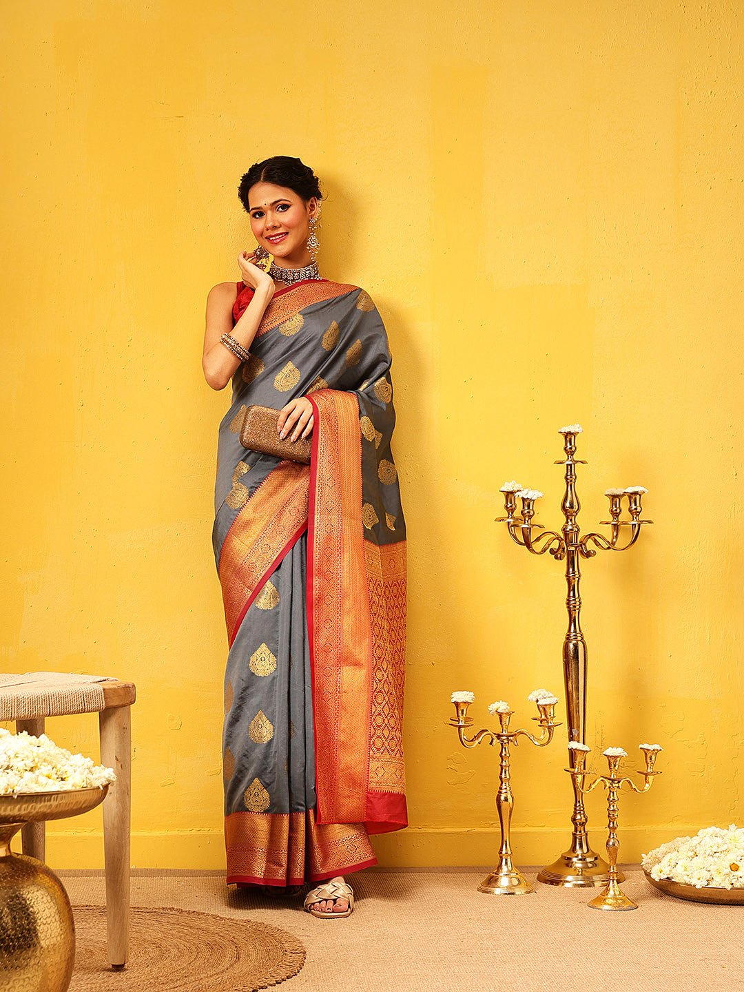 Kanjivaram Soft Silk Zari Woven Big Border With Rich Pallu Saree