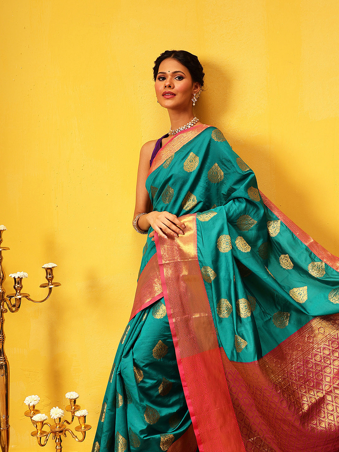 Kanjivaram Soft Silk Zari Woven Big Border With Rich Pallu Saree