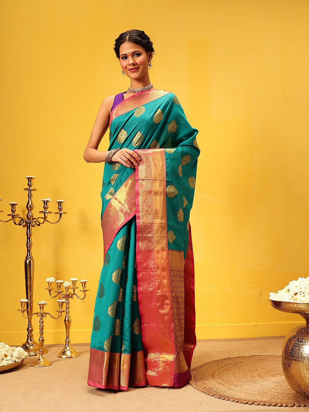 Kanjivaram Soft Silk Zari Woven Big Border With Rich Pallu Saree