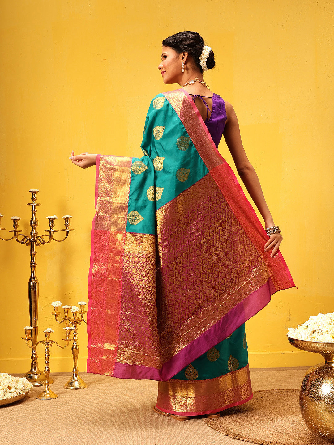 Kanjivaram Soft Silk Zari Woven Big Border With Rich Pallu Saree