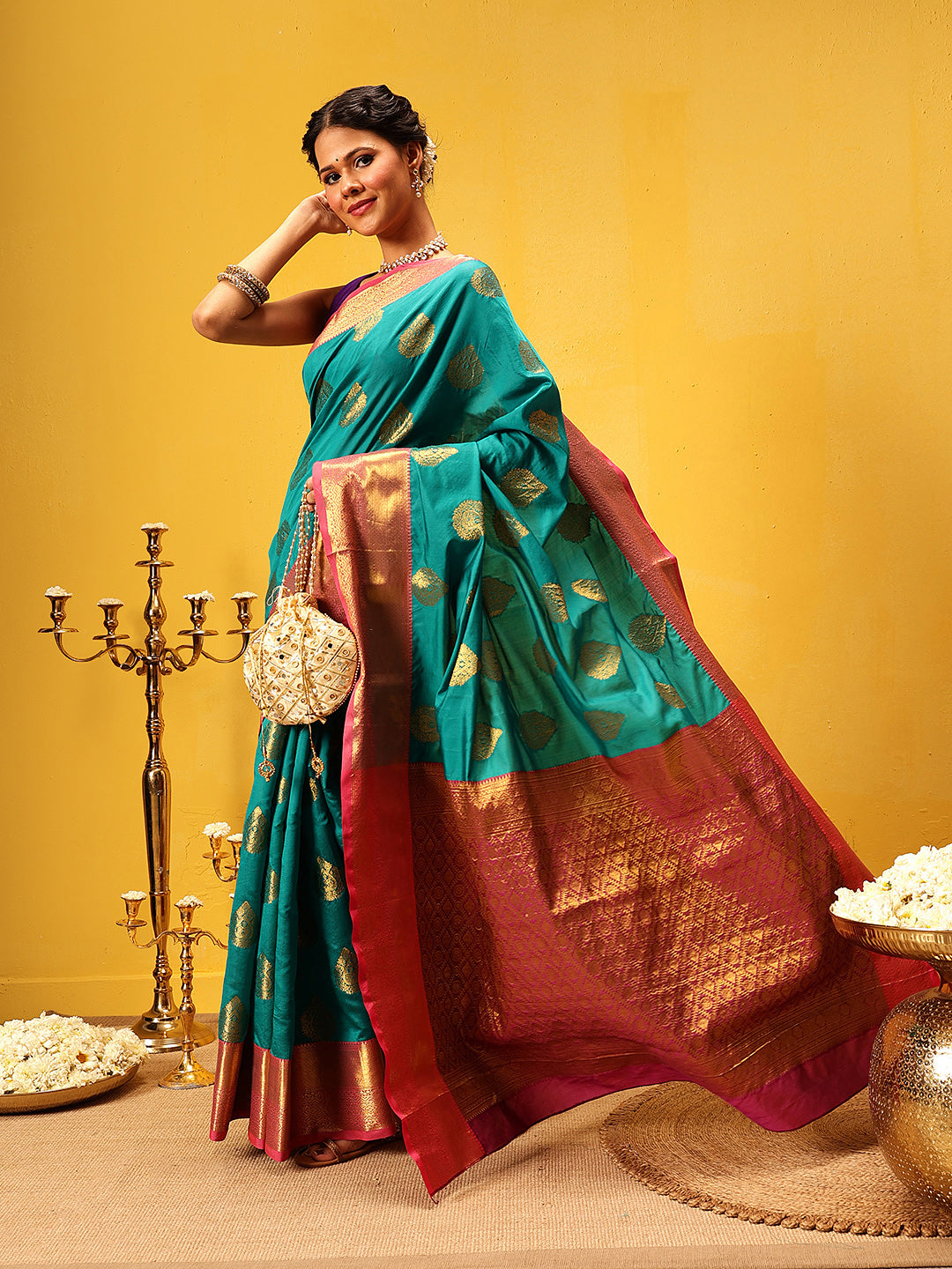 Kanjivaram Soft Silk Zari Woven Big Border With Rich Pallu Saree