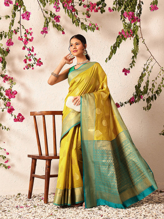 Kanjivaram Soft Silk Zari Woven Big Border With Rich Pallu Saree