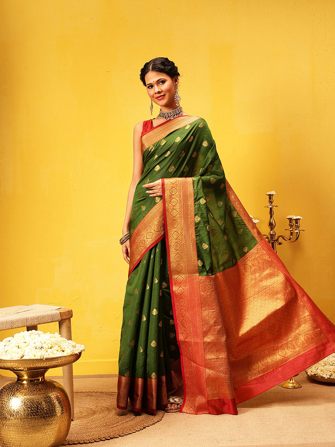 Kanjivaram Soft Silk Zari Woven Big Border With Rich Pallu Saree