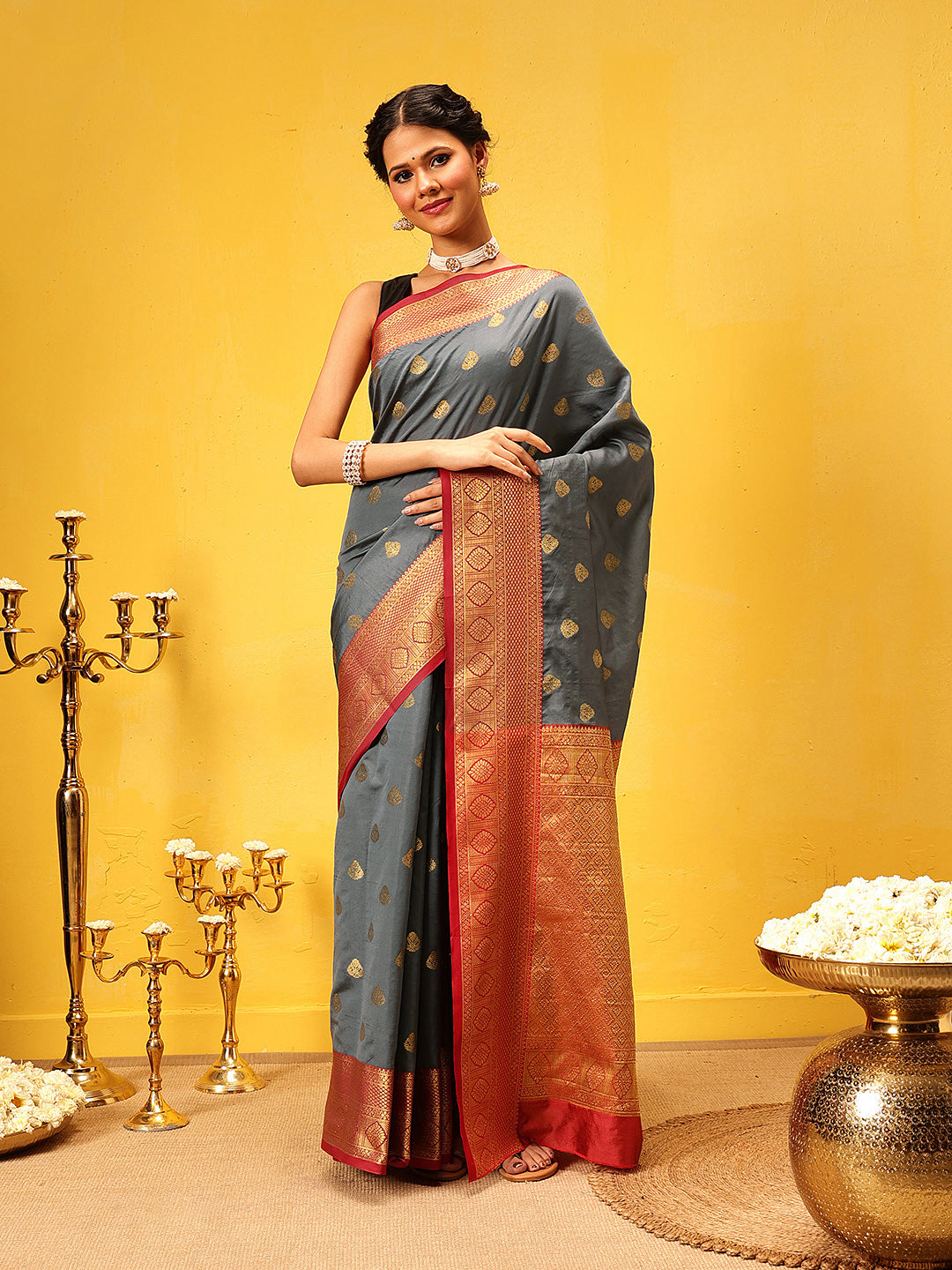 Kanjivaram Soft Silk Zari Woven Big Border With Rich Pallu Saree