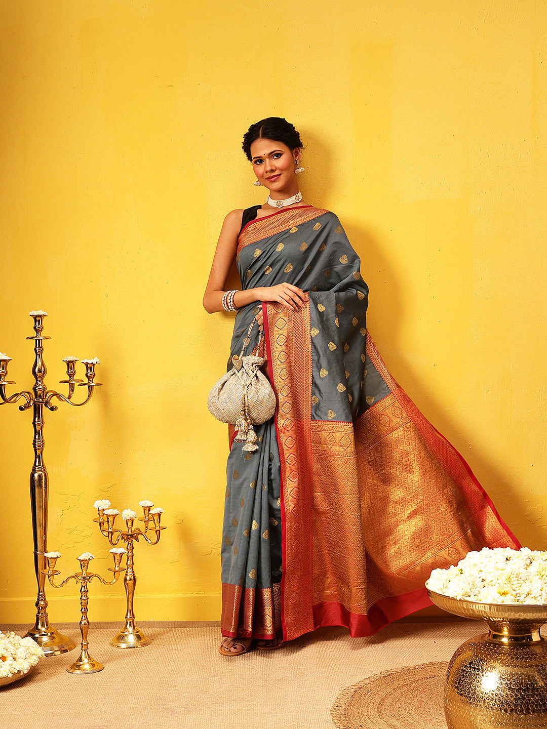 Kanjivaram Soft Silk Zari Woven Big Border With Rich Pallu Saree