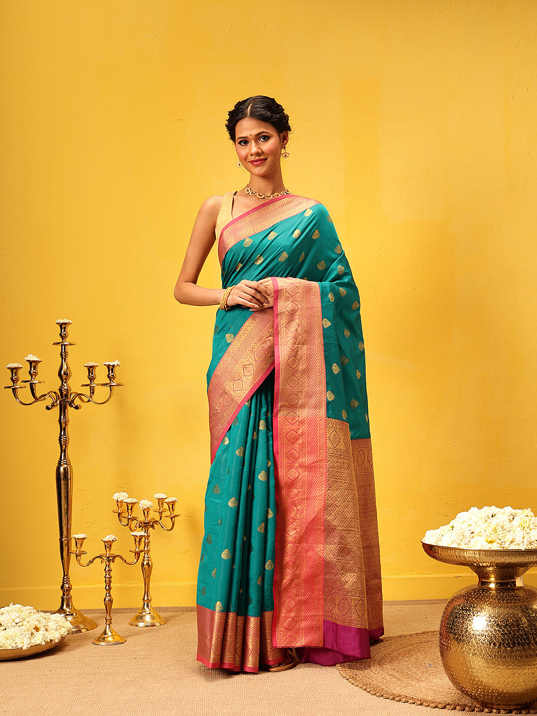 Kanjivaram Soft Silk Zari Woven Big Border With Rich Pallu Saree