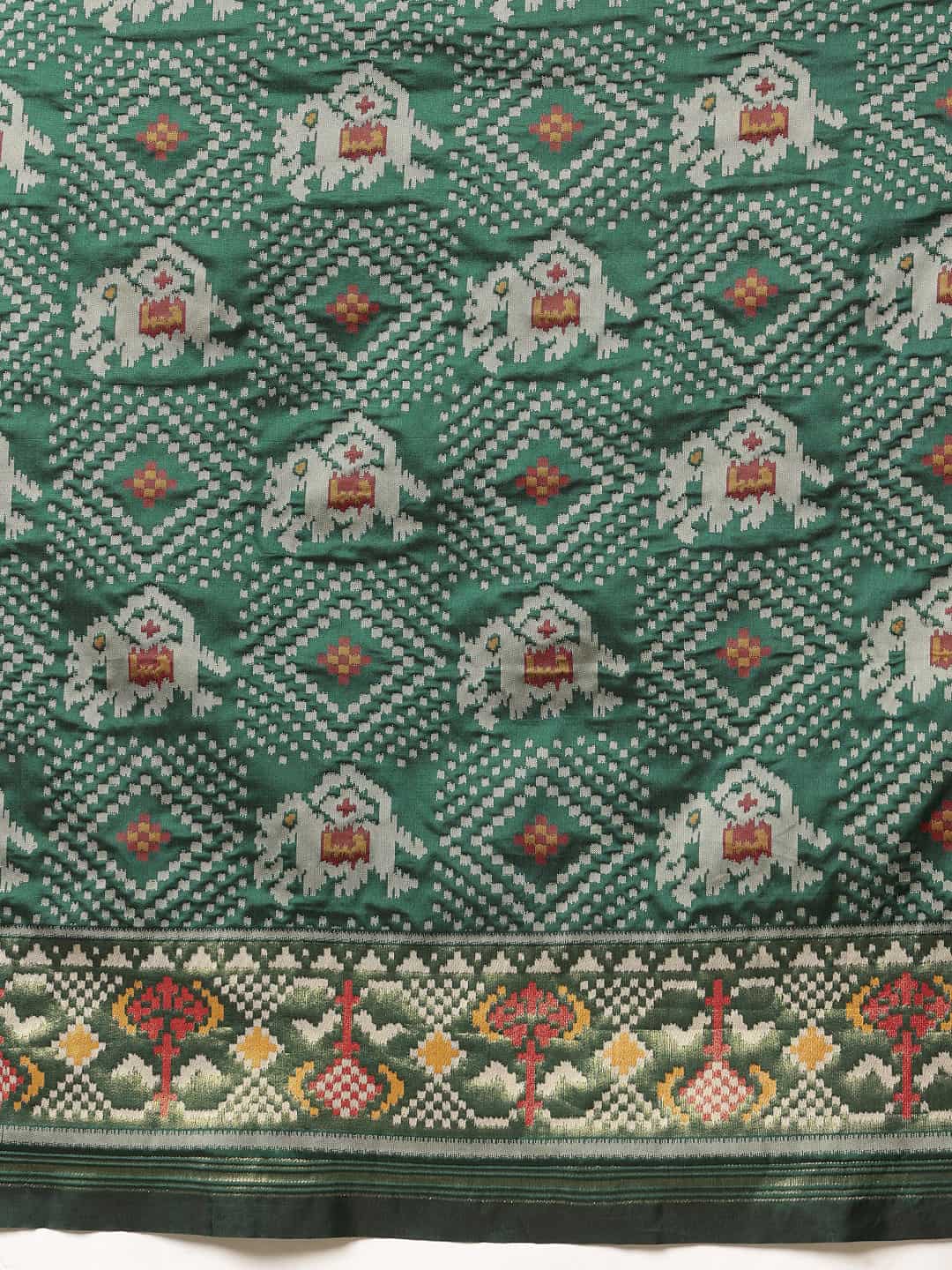 Pure Weaving Patola Saree With Beautiful Handmade Tassels – Green – view 5