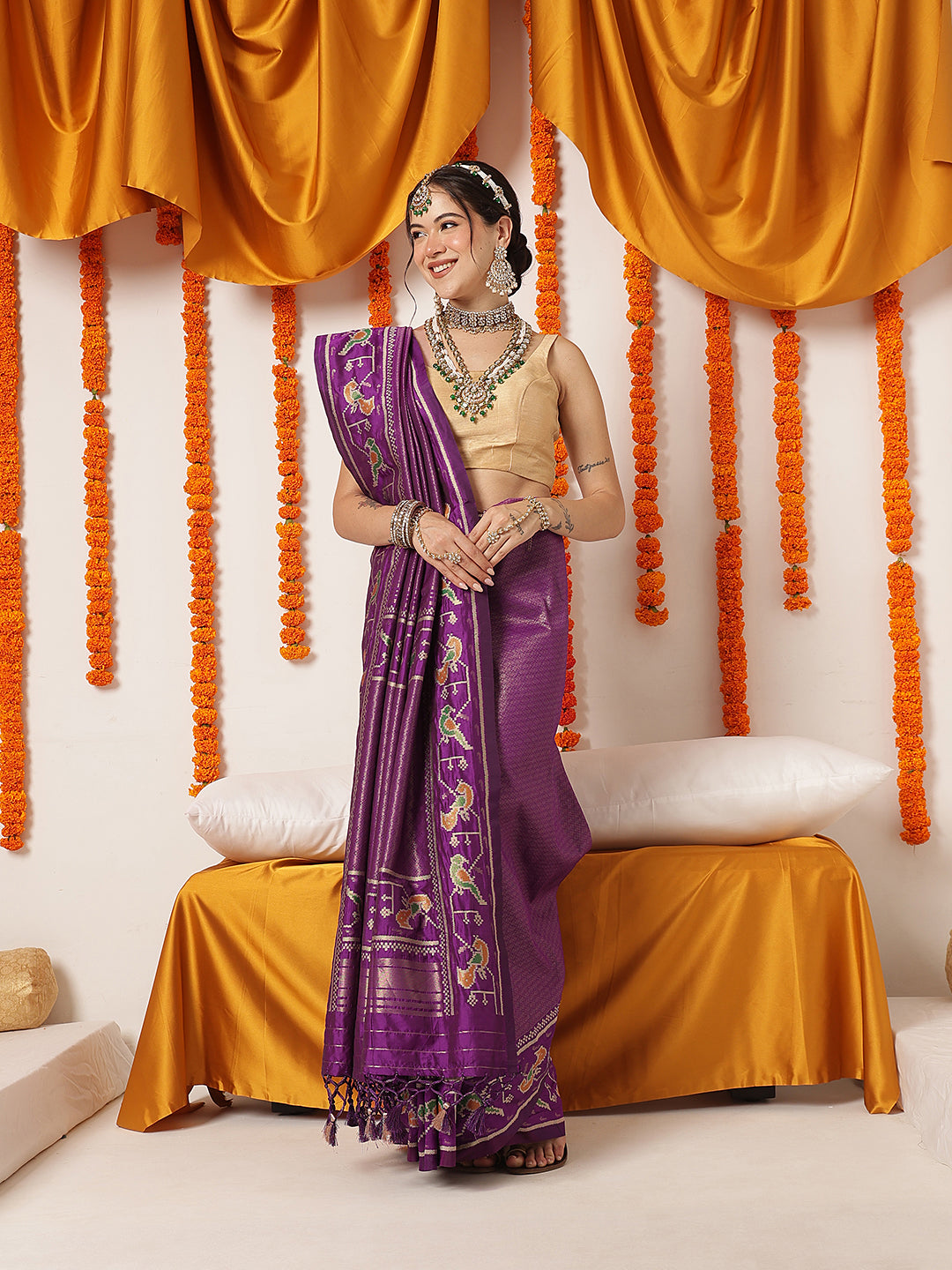 Pure Weaving Crushed Tissue Inspired Ikkat Woven Saree – view 2
