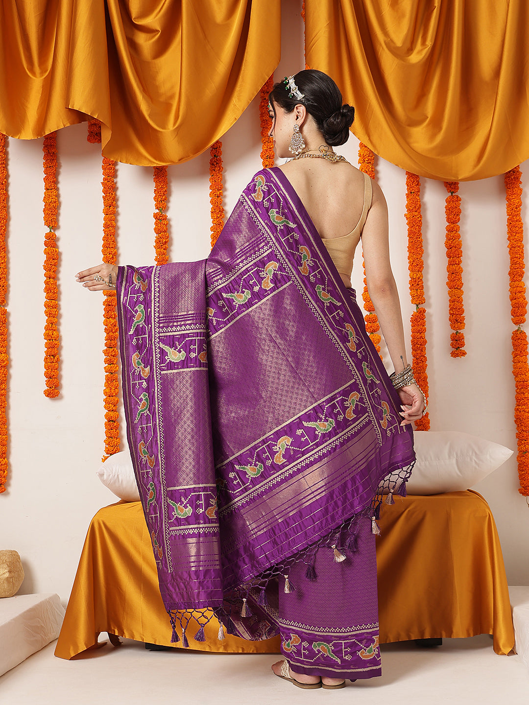 Pure Weaving Crushed Tissue Inspired Ikkat Woven Saree – view 3