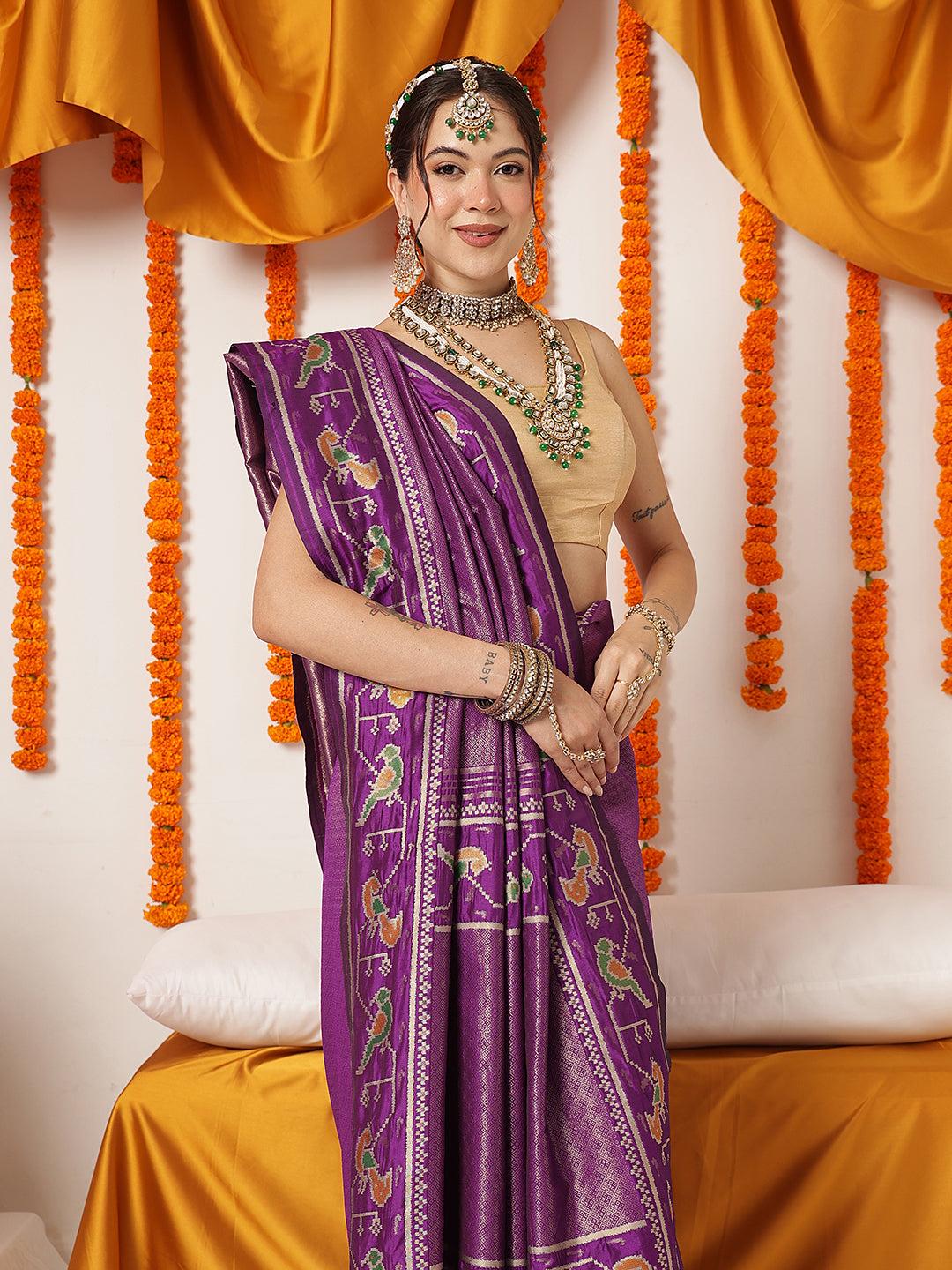 Pure Weaving Crushed Tissue Inspired Ikkat Woven Saree – view 4