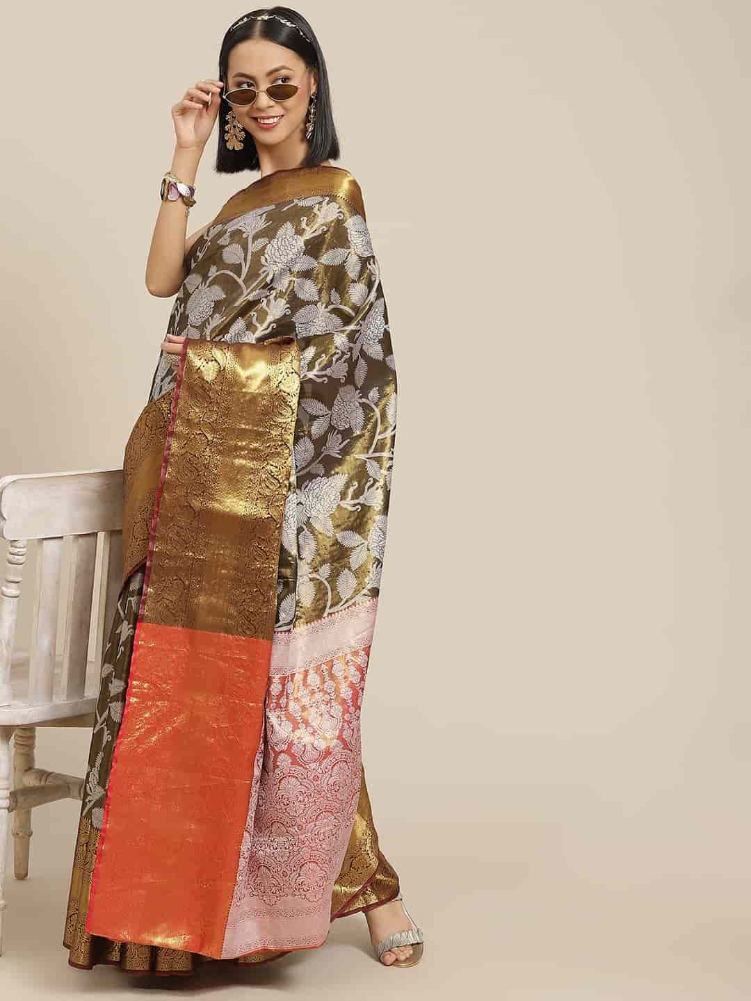 Ethnic Motifs Zari Woven Tissue Silk Saree