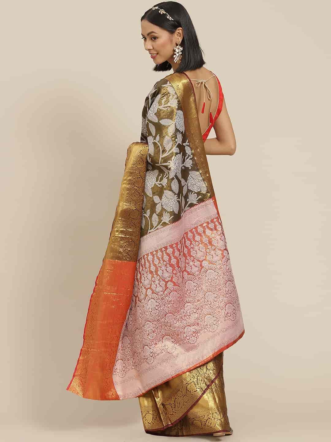 Ethnic Motifs Zari Woven Tissue Silk Saree